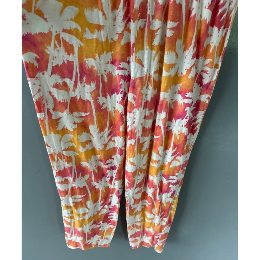 Candace Cameron Bure Jumpsuit 1X Palm Tree Tropical Print Vacation Resort Chic - Picture 2 of 10